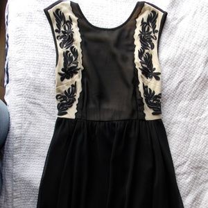 Pins & Needles Embroidered Deep V-Back Dress